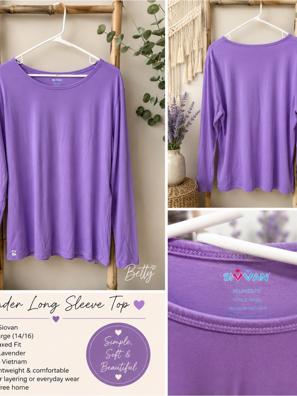 Siovan Lavender Long Sleeve Women’s Top